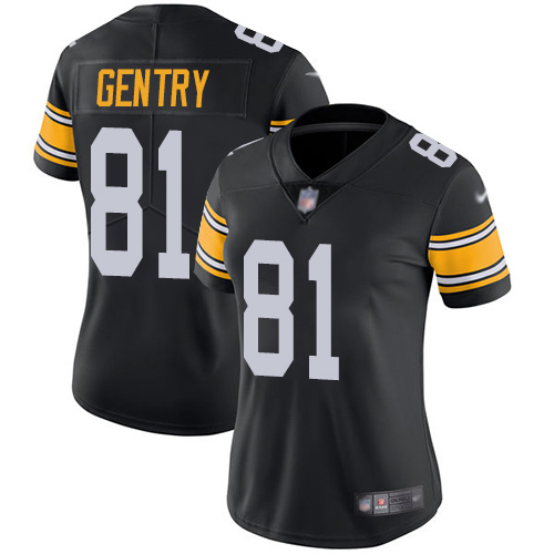 Women Pittsburgh Steelers Football #81 Limited Black Zach Gentry Alternate Vapor Untouchable Nike NFL Jersey